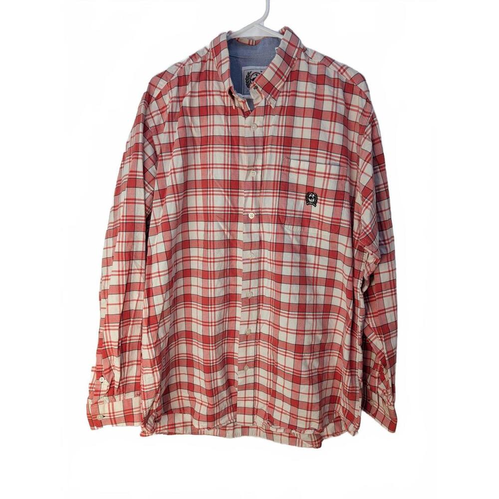 Cinch Men's White Plaid Button Long Sleeve Western Classic Fit Large Shirt